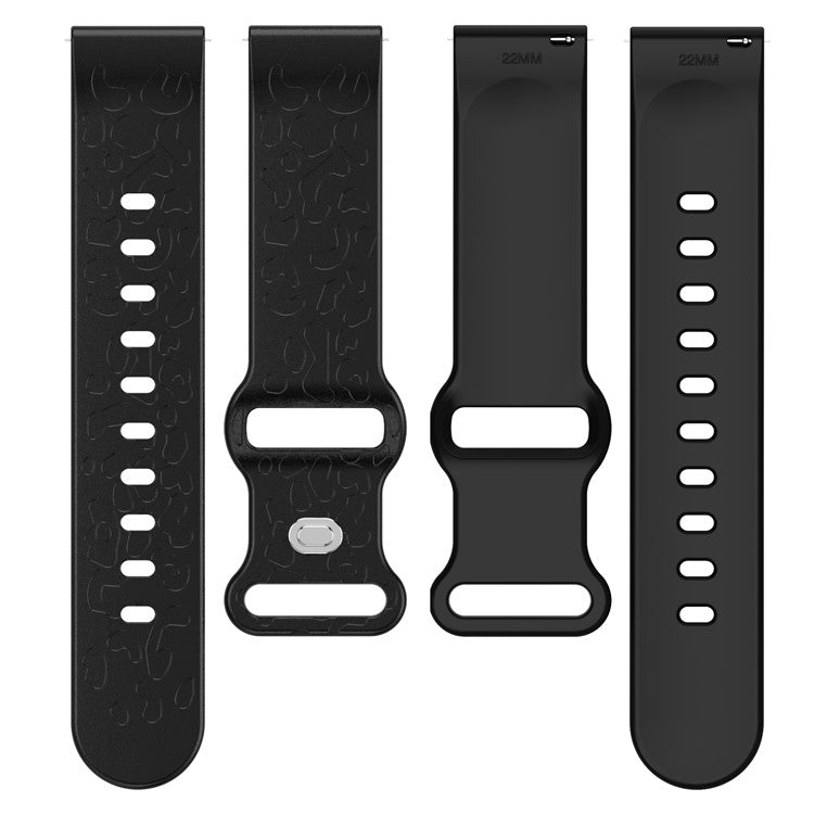 KALEBOL 18mm Silicone Strap for Huawei Watch GT 4 41mm / Garmin Venu 3S Leopard Texture Watch Band - Black