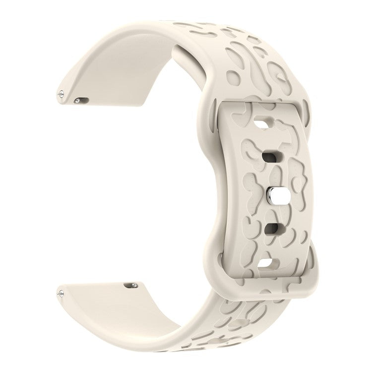 KALEBOL 18mm Silicone Strap for Huawei Watch GT 4 41mm / Garmin Venu 3S Leopard Texture Watch Band - Starlight