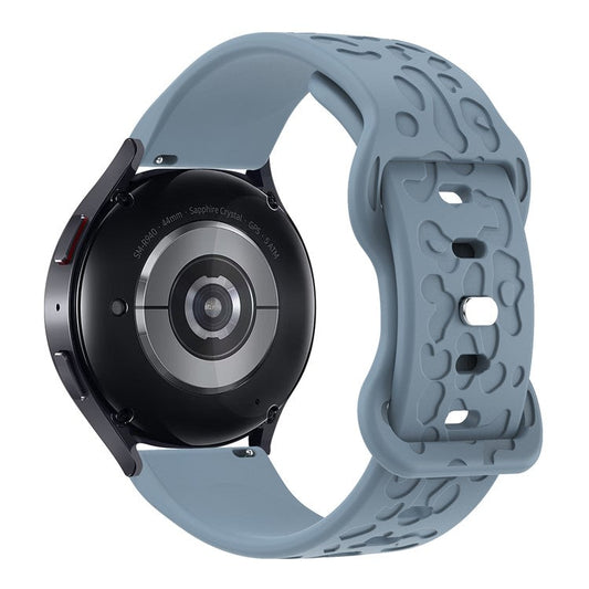 KALEBOL 18mm Silicone Strap for Huawei Watch GT 4 41mm / Garmin Venu 3S Leopard Texture Watch Band - Rock Cyan