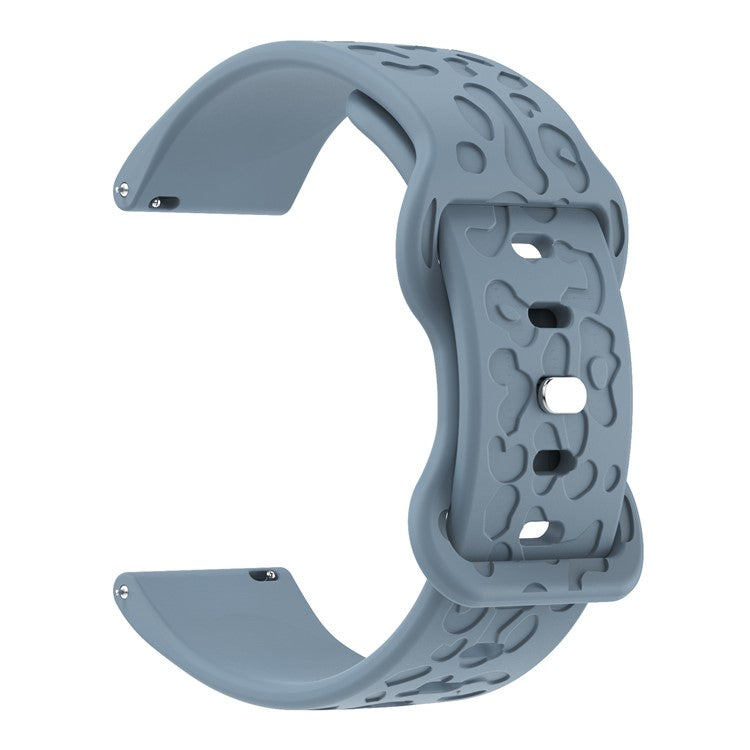 KALEBOL 18mm Silicone Strap for Huawei Watch GT 4 41mm / Garmin Venu 3S Leopard Texture Watch Band - Rock Cyan