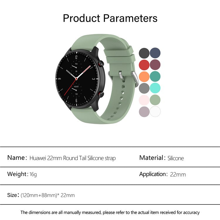 KALEBOL 22mm Silicone Strap for Huawei Watch 4 / 4 Pro / GT 4 46mm Round End Watch Band - Lake Blue