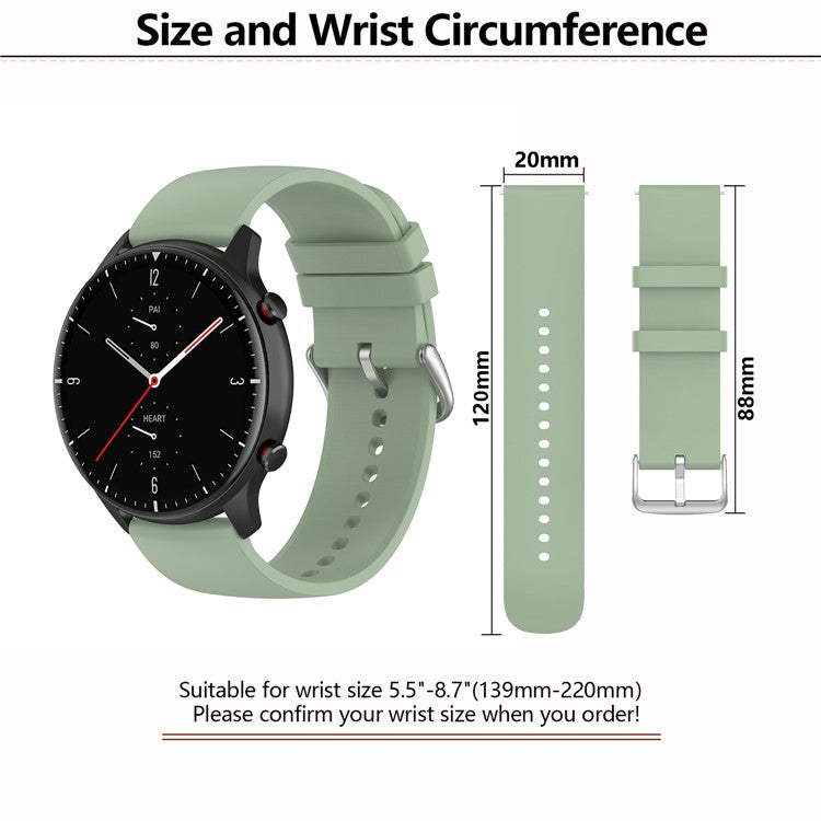 KALEBOL 20mm Silicone Strap for Huawei Watch GT 3 42mm / GT 3 Pro 43mm Round End Watch Band - White