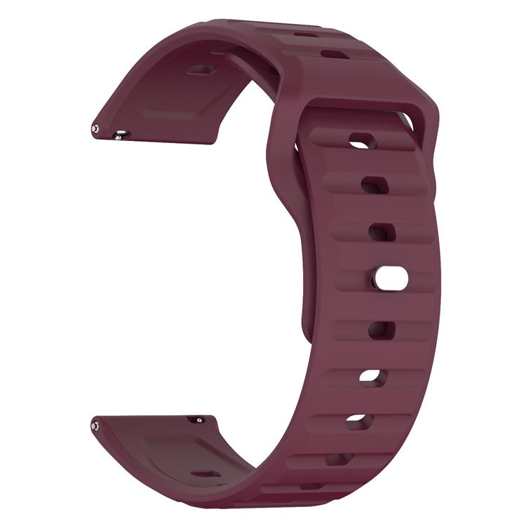 KALEBOL 22mm Silicone Strap for Huawei Watch 4 / 4 Pro / GT 4 46mm Wave Design Watch Band - Wine Red