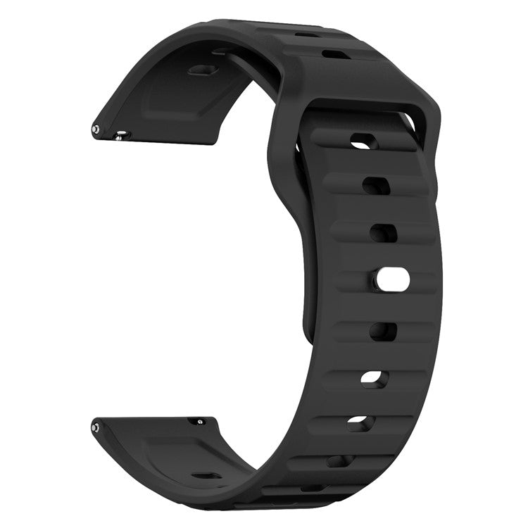 KALEBOL 20mm Silicone Strap for Huawei Watch GT 3 42mm / GT 3 Pro 43mm Wave Design Watch Band - Black