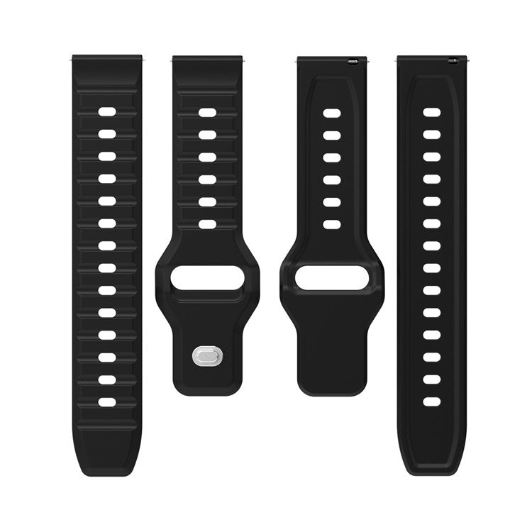 KALEBOL 20mm Silicone Strap for Huawei Watch GT 3 42mm / GT 3 Pro 43mm Wave Design Watch Band - Black