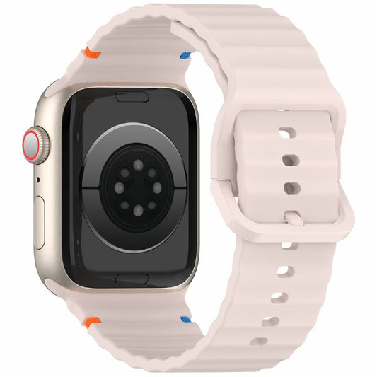Silicone Strap for Apple Watch Series 10 46mm / Ultra 2 / Ultra 49mm / 9 8 7 45mm / SE (2023) SE (2022) SE 6 5 4 44mm / 3 2 1 42mm Wave Band - Pink