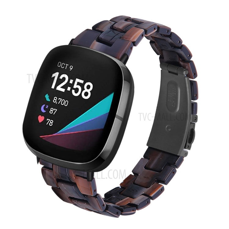 Resin Watch Band Light Weight Colorful Replacement for Fitbit Versa 3/Sense - Chocolate