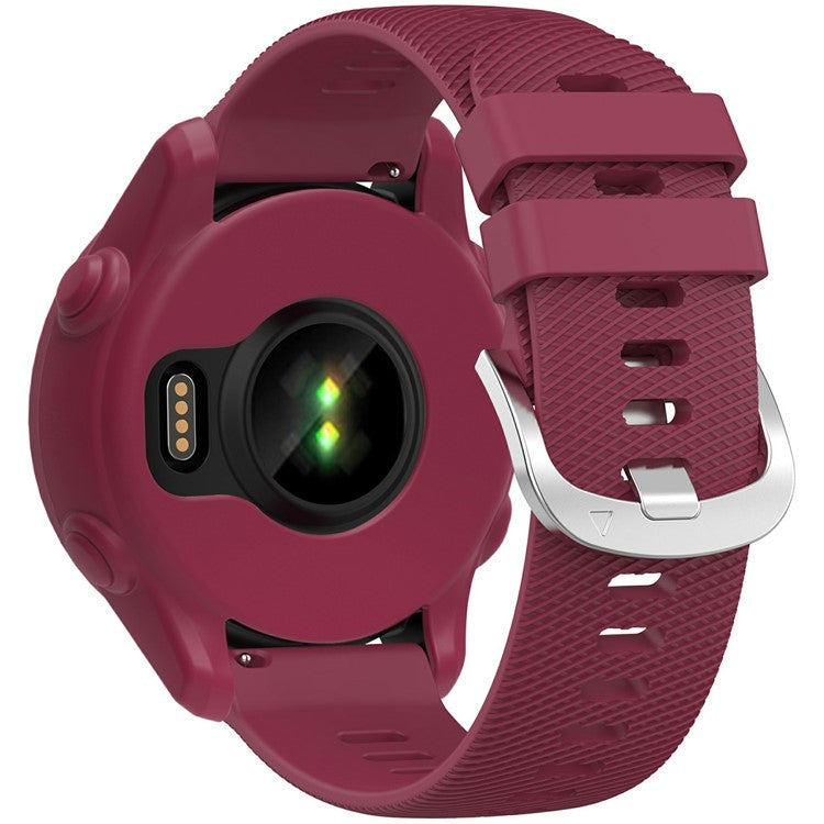 For Garmin Forerunner 255 / Forerunner 265 Cross-texture Silicone Band with Watch Case - Wine Red