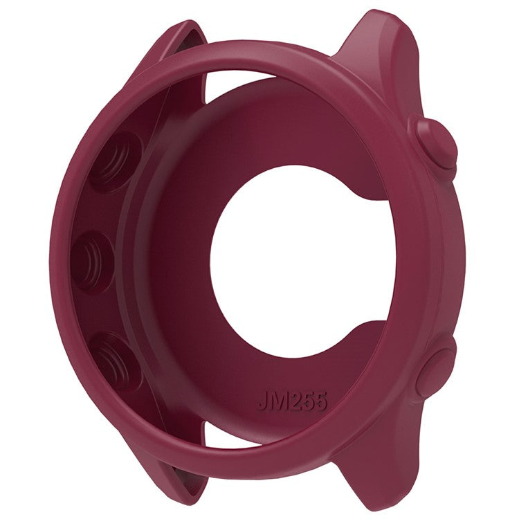 For Garmin Forerunner 255 / Forerunner 265 Cross-texture Silicone Band with Watch Case - Wine Red
