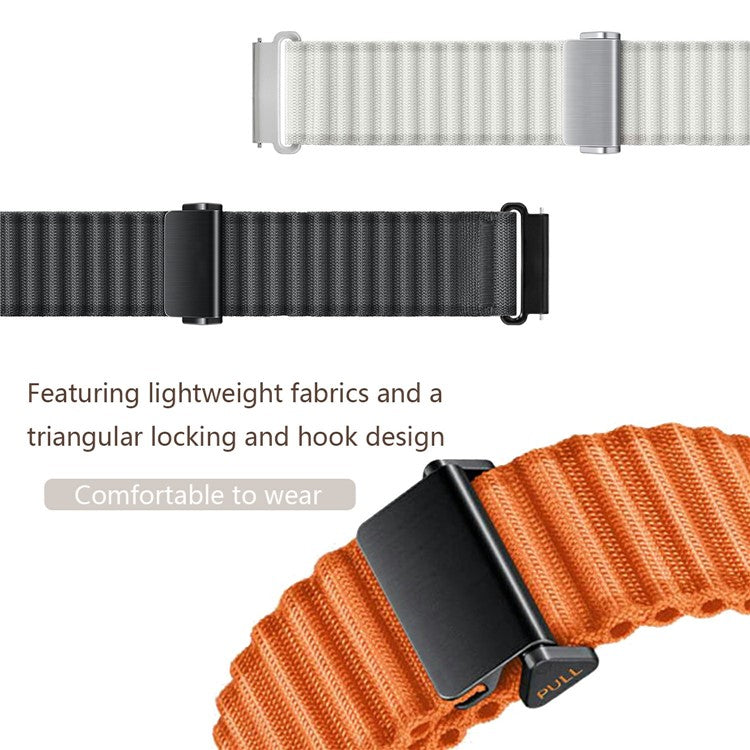 22mm Nylon Band for Huawei Watch 4 / 4 Pro / GT 4 46mm Wave Design Watch Strap - White