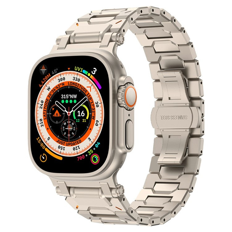 Strap for Apple Watch Series 10 46mm / Ultra 2 / Ultra 49mm / Series 9 8 7 45mm / SE (2023) SE (2022) SE 6 5 4 44mm / 3 2 1 42mm Stainless Steel Band - Titanium