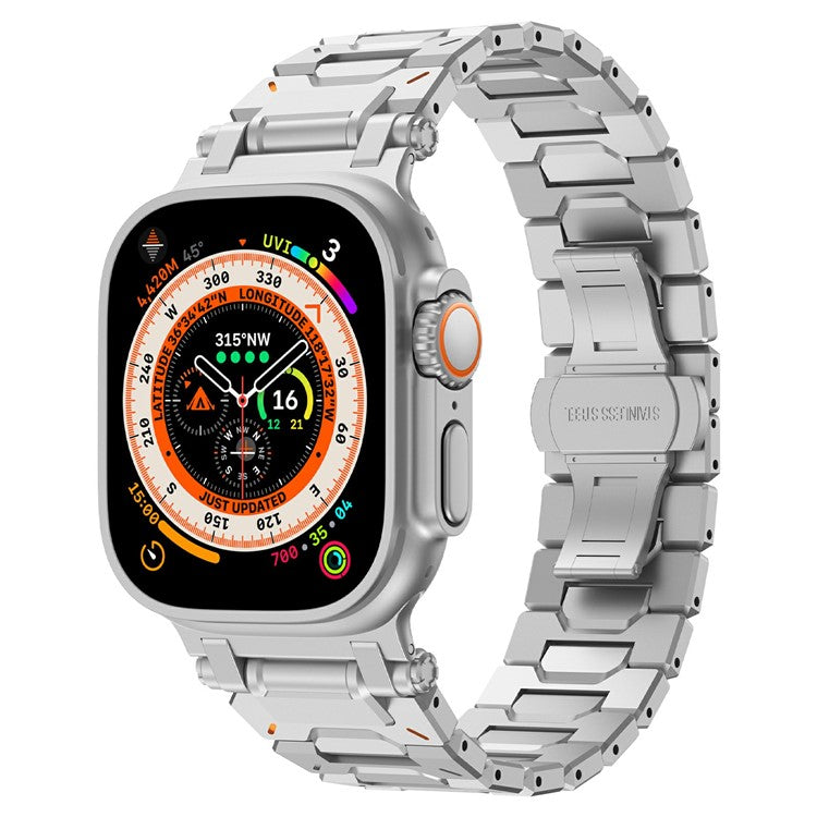 Strap for Apple Watch Series 10 46mm / Ultra 2 / Ultra 49mm / Series 9 8 7 45mm / SE (2023) SE (2022) SE 6 5 4 44mm / 3 2 1 42mm Stainless Steel Band - Silver