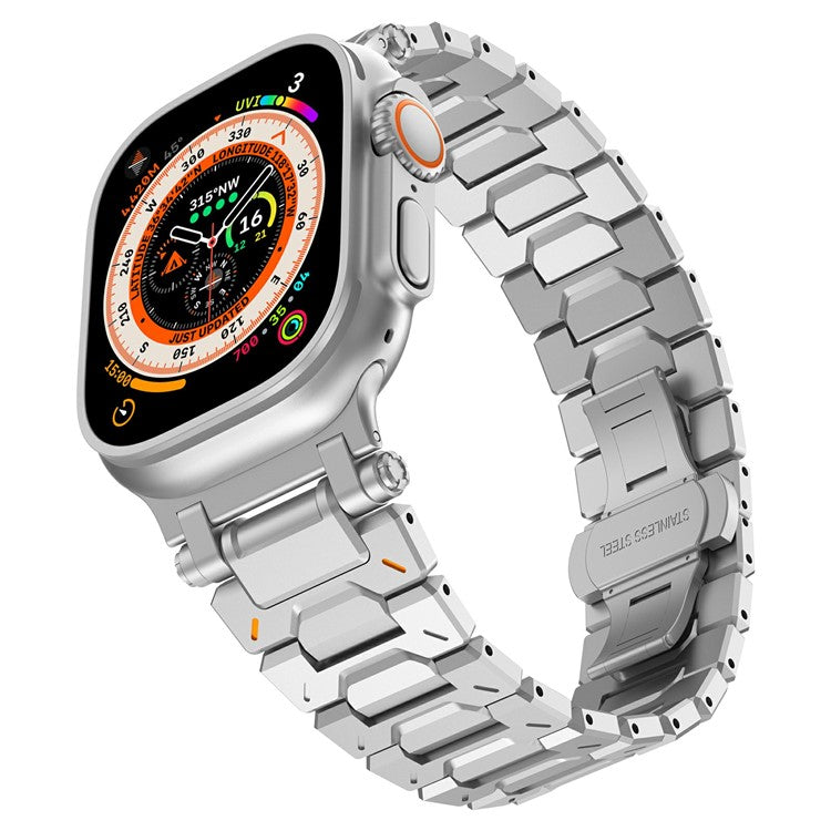 Strap for Apple Watch Series 10 46mm / Ultra 2 / Ultra 49mm / Series 9 8 7 45mm / SE (2023) SE (2022) SE 6 5 4 44mm / 3 2 1 42mm Stainless Steel Band - Silver