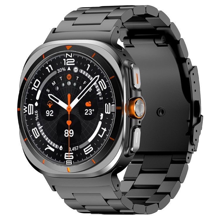 For Samsung Galaxy Watch Ultra 47mm Watch Band Titanium Alloy Three Bead Wrist Strap with Tool - Black