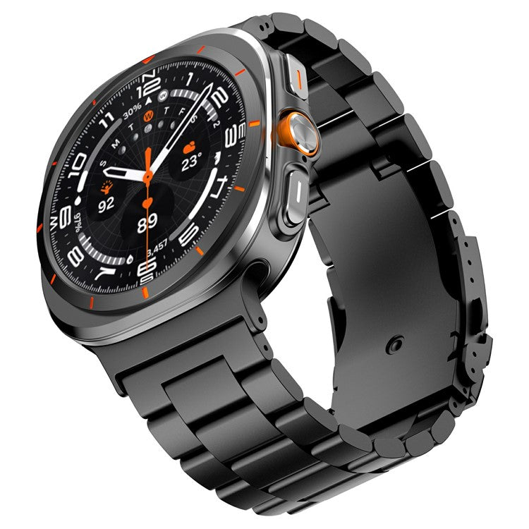 For Samsung Galaxy Watch Ultra 47mm Watch Band Titanium Alloy Three Bead Wrist Strap with Tool - Black