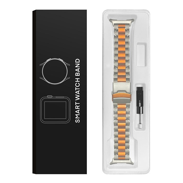 For Samsung Galaxy Watch Ultra 47mm Watch Band Titanium Alloy Three Bead Wrist Strap with Tool - Black