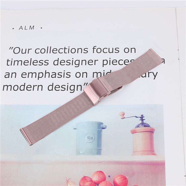 For Samsung Galaxy Watch7 44mm / 40mm Metal Watch Strap Milanese Mesh Wrist Band with Folding Buckle - Rose Pink