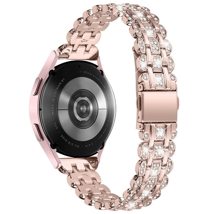 For Samsung Galaxy Watch7 44mm / 40mm Watch Band Rhinestone Decor Smart Watch Strap - Rose Pink