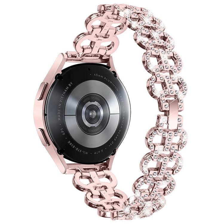 For Samsung Galaxy Watch7 44mm / 40mm Alloy Band Gourd Design Bling Watch Strap Replacement Bracelet - Pink