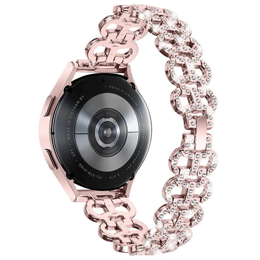 For Samsung Galaxy Watch7 44mm / 40mm Alloy Band Gourd Design Bling Watch Strap Replacement Bracelet - Pink