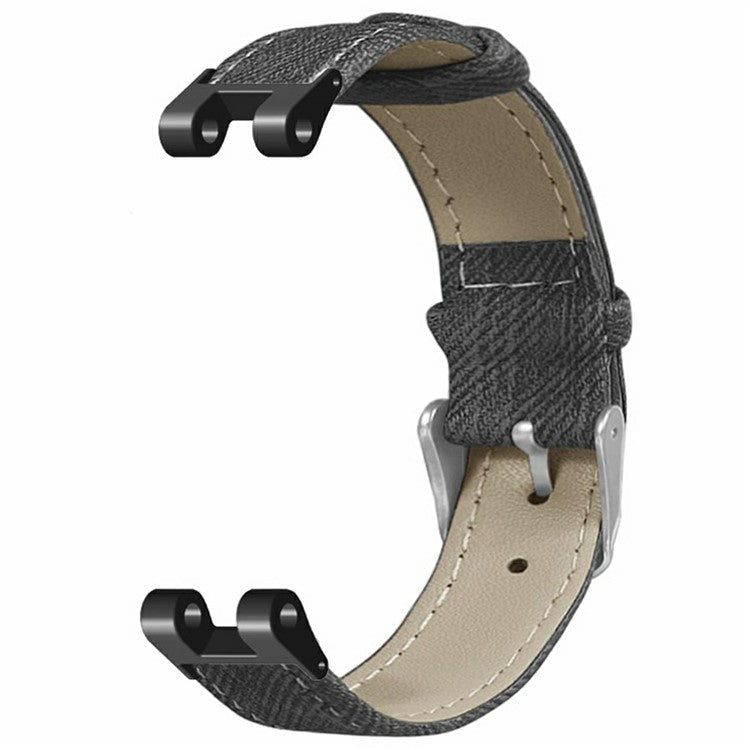 For Garmin Lily Watch Band Denim Texture PU Leather Adjustable Strap - Grey