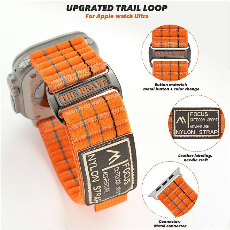For Apple Watch Series 10 42mm  /  9 8 7 41mm  /  SE (2023) SE (2022) SE 6 5 4 40mm  /  3 2 1 38mm Nylon Loop Watch Strap - Orange