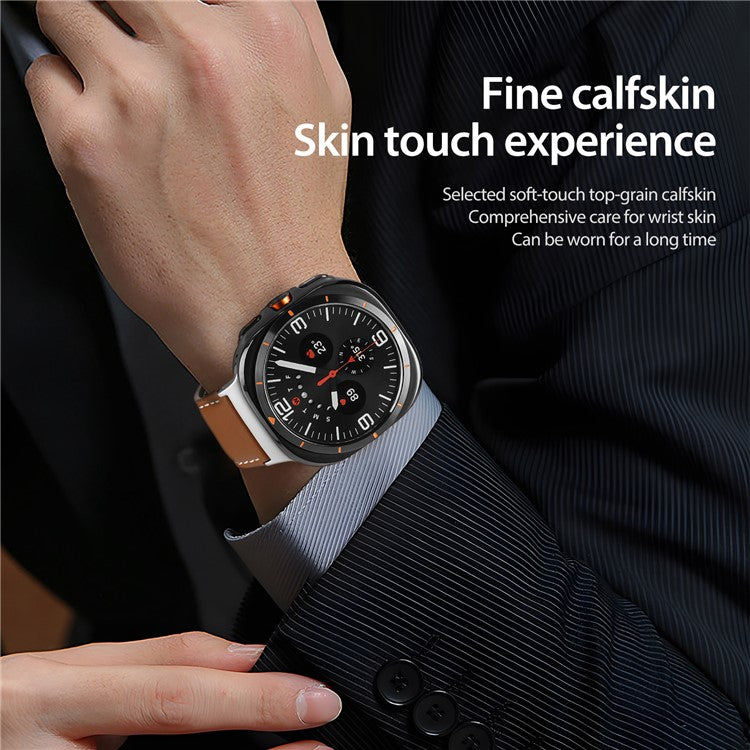 DUX DUCIS YA Series for Samsung Galaxy Watch Ultra 47mm Genuine Cow Leather Strap Magnetic Band - Brown