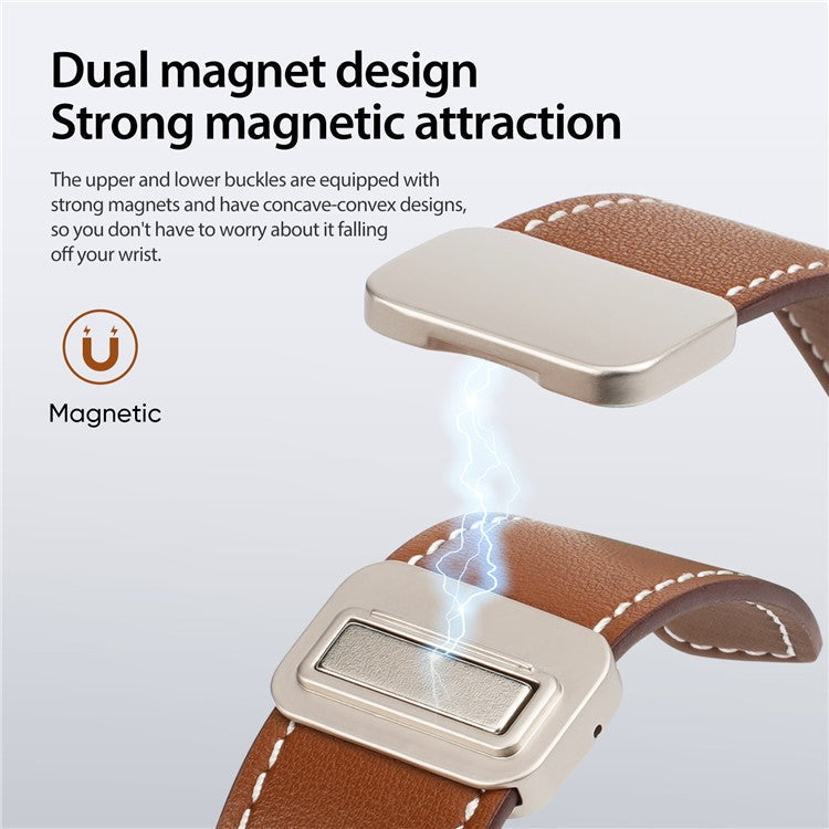 DUX DUCIS YA Series for Samsung Galaxy Watch Ultra 47mm Genuine Cow Leather Strap Magnetic Band - Brown