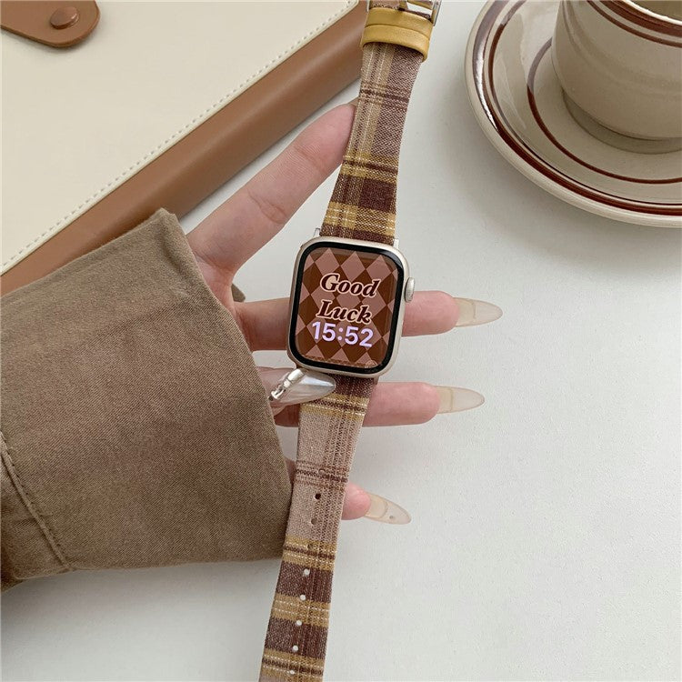 Plaid Woolen Strap for Apple Watch Series 10 42mm  /  9 8 7 41mm  /  SE (2023) SE (2022) SE 6 5 4 40mm  /  3 2 1 38mm - Style 6