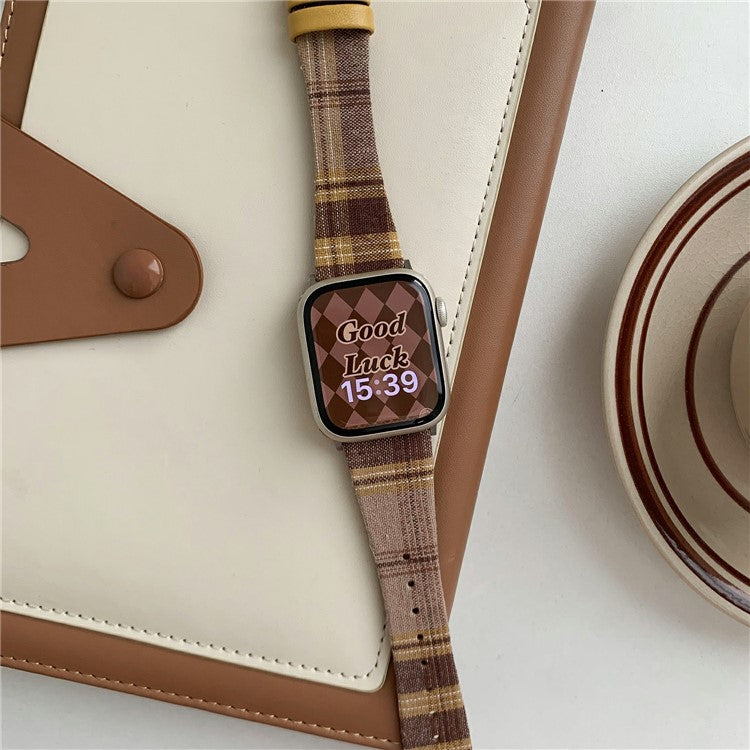 Plaid Woolen Strap for Apple Watch Series 10 42mm  /  9 8 7 41mm  /  SE (2023) SE (2022) SE 6 5 4 40mm  /  3 2 1 38mm - Style 6