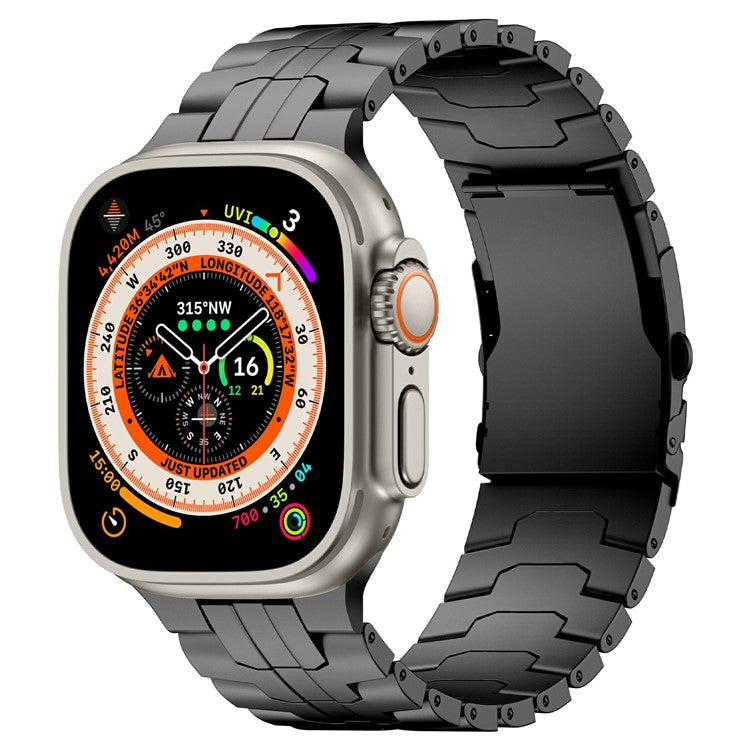 Metal Watch Strap for Apple Watch Series 10 46mm / Ultra 2 Ultra 49mm / Series 9 8 7 45mm / SE (2023) SE (2022) SE 6 5 4 44mm / 3 2 1 42mm - Black