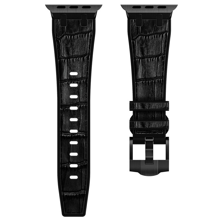 Silicone Band for Apple Watch Series 10 46mm / Ultra 2 Ultra 49mm / Series 9 8 7 45mm / SE (2023) SE (2022) SE 6 5 4 44mm / 3 2 1 42mm - Black+Black