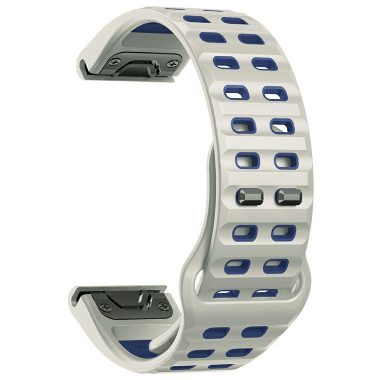 For Garmin Fenix 8 47mm / Fenix E 47mm Silicone Watchband Quick Release Buckle Dual Color Watch Strap - Light Purple