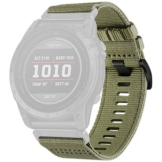 Watchband for Garmin Fenix 8 / Fenix E 47mm / Epix Gen2 / Descent G1 Universal 22mm Quick Release Nylon Canvas Watch Strap - Olive Green