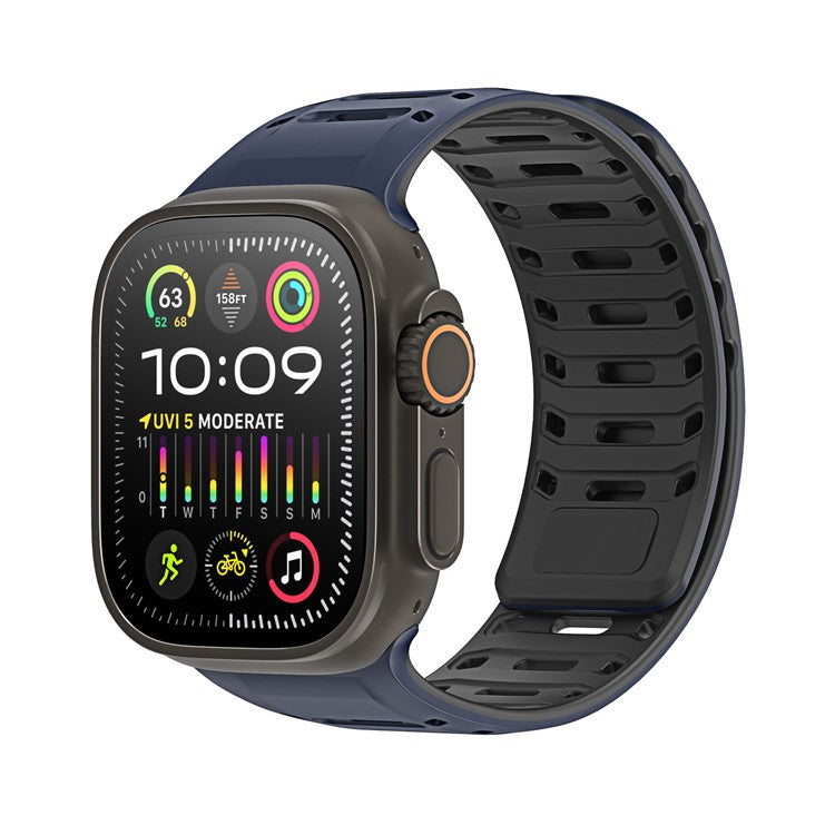 DUX DUCIS For Apple Watch Series 10 46mm / Ultra 2 Ultra 49mm / 9 8 7 45mm / SE (2023) SE (2022) SE 6 5 4 44mm / 3 2 1 42mm Silicone Strap - Blue Black