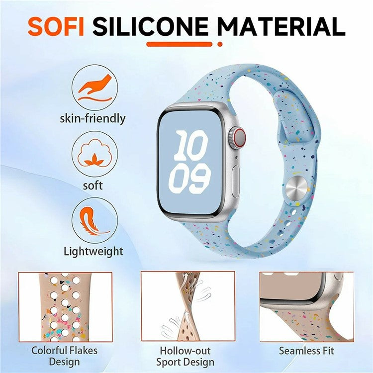 Silicone Strap for Apple Watch Series 10 42mm / 9 8 7 41mm / SE (2023) SE (2022) SE 6 5 4 40mm / 3 2 1 38mm Watch Band - Soft Mint