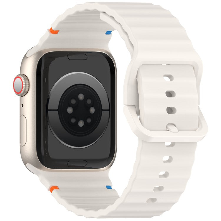 KALEBOL Silicone Strap for Apple Watch Series 10 46mm / Ultra 2 / Ultra 49mm / 9 8 7 45mm / SE (2023) SE (2022) SE 6 5 4 44mm / 3 2 1 42mm Band - Starlight