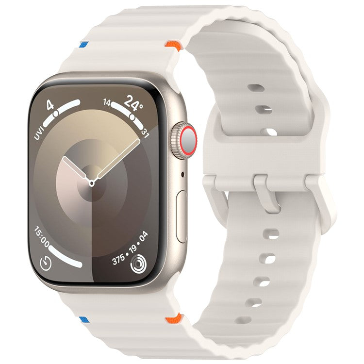 KALEBOL Silicone Strap for Apple Watch Series 10 46mm / Ultra 2 / Ultra 49mm / 9 8 7 45mm / SE (2023) SE (2022) SE 6 5 4 44mm / 3 2 1 42mm Band - Starlight