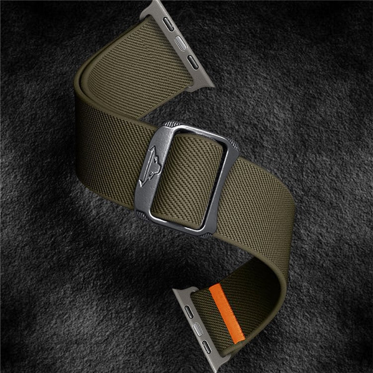 KALEBOL Nylon Strap for Apple Watch Series 10 42mm / 9 8 7 41mm / SE (2023) SE (2022) SE 6 5 4 40mm / 3 2 1 38mm Elastic Band - Army Green