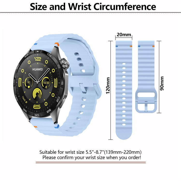 KALEBOL Silicone Band for Huawei Watch GT 3 42mm / GT 3 Pro 43mm , 20mm Wave Design Watch Strap - Army Green
