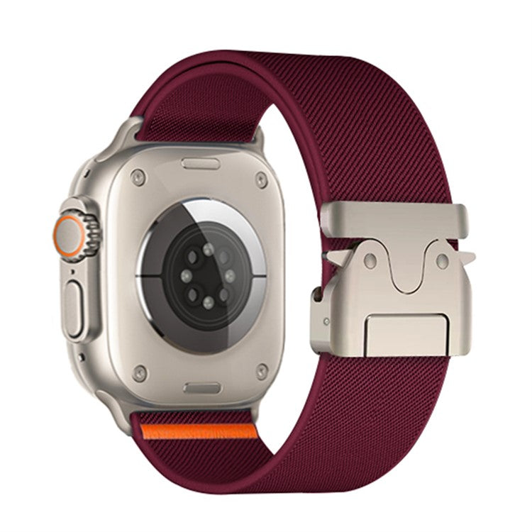 Strap for Apple Watch Series 10 46mm  /  Ultra 2  /  Ultra 49mm  /  9 8 7 45mm  /  SE (2023) SE (2022) SE 6 5 4 44mm  /  3 2 1 42mm Nylon Band - Wine Red