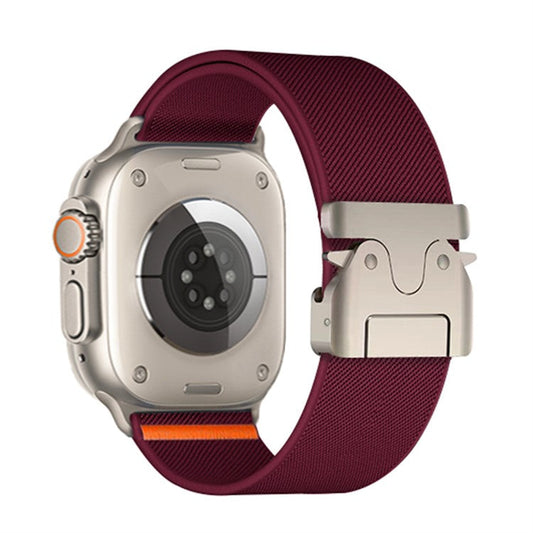 Strap for Apple Watch Series 10 46mm  /  Ultra 2  /  Ultra 49mm  /  9 8 7 45mm  /  SE (2023) SE (2022) SE 6 5 4 44mm  /  3 2 1 42mm Nylon Band - Wine Red