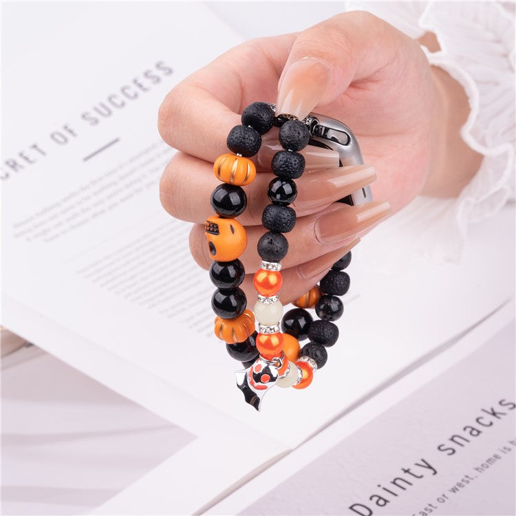 Glowing Strap for Apple Watch Series 10 Ultra 9 8 7 SE 6 5 4 3 2 1 46mm 49mm 45mm 44mm 42mm with Halloween Ghost Pendant - Red Ghost