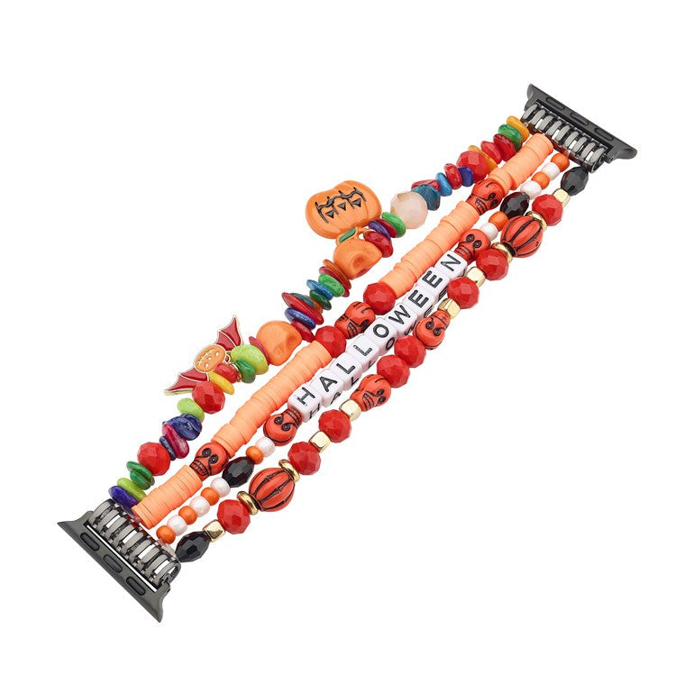 Halloween Beaded Strap for Apple Watch 10 46mm / Ultra 2 / Ultra 49mm  /  9 8 7 45mm / SE (2023) SE (2022) SE 6 5 4 44mm / 3 2 1 42mm - HALLOWEEN Letters