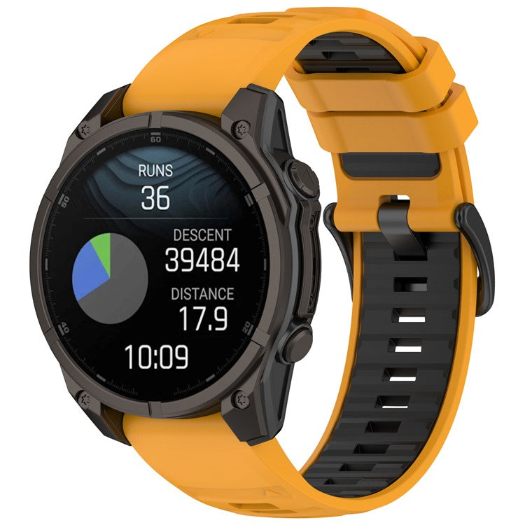 22mm Strap for Garmin Fenix 8 47mm / Fenix E 47mm / Quatix 7 Pro Universal Silicone Watch Band - Orange+Black