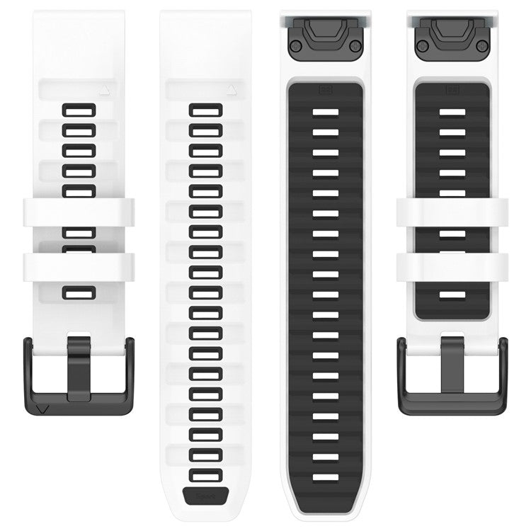26mm Strap for Garmin Fenix 8 51mm / Enduro 3 / Instinct 2X Universal Silicone Watch Band - White+Black