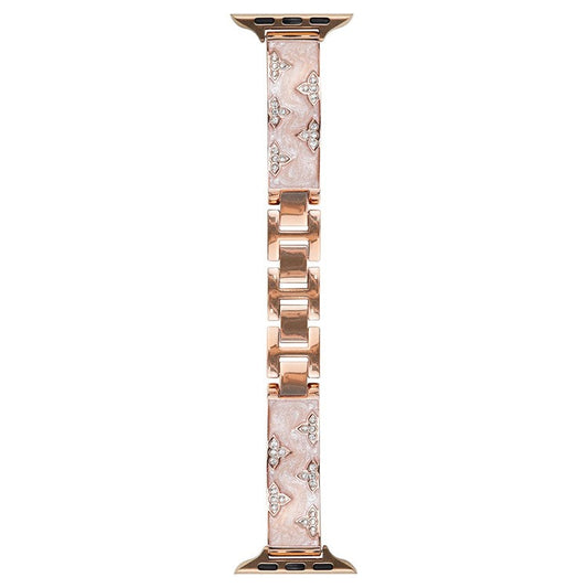 Rhinestone Leaves Metal Strap for Apple Watch Series 10 42mm  /  9 8 7 41mm  /  SE (2023) SE (2022) SE 6 5 4 40mm  /  3 2 1 38mm - Rose Gold