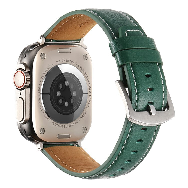 For Apple Watch Series 10 42mm  /  9 8 7 41mm  /  SE (2023) SE (2022) SE 6 5 4 40mm  /  3 2 1 38mm Flat Textured Watch Strap - Green