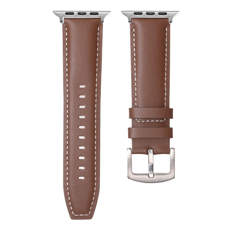 For Apple Watch Series 10 46mm / Ultra 2 Ultra 49mm / 9 8 7 45mm / SE (2023) SE (2022) SE 6 5 4 44mm / 3 2 1 42mm Flat Textured Watch Strap - Dark Brown