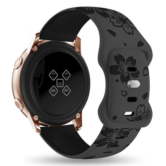 For Huawei Watch GT 3 42mm  /  GT 3 Pro 43mm  /  Samsung Gear Sport  /  Gear S2 Classic Watch Band Sakura Pattern 20mm Silicone Strap - Grey  /  Black